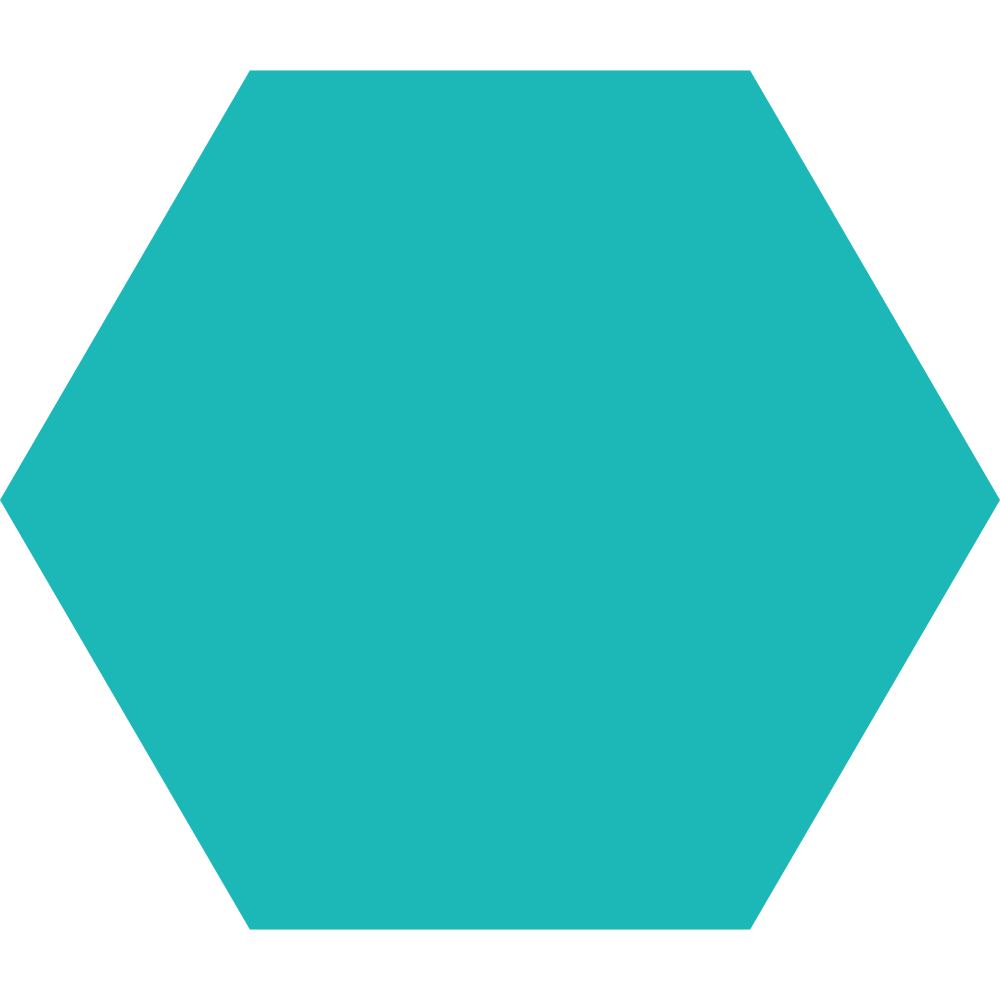 Symbolgrafik: gefülltes Sechseck Türkis